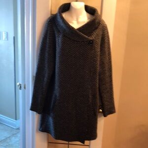 Grey and Black Wool-Blend Cozy Cardigan